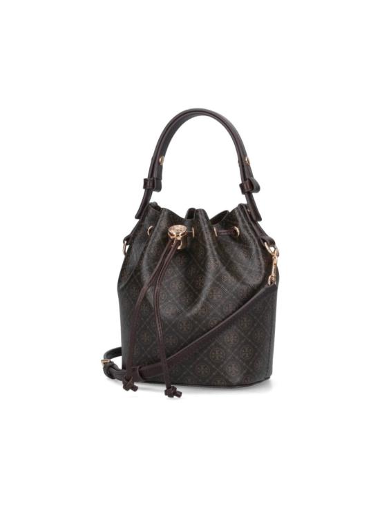 26SS 토리버치 T 모노그램 코티드 캔버스 버킷백 164889200 Brown - TORY BURCH