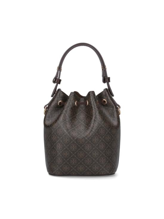 26SS 토리버치 T 모노그램 코티드 캔버스 버킷백 164889200 Brown - TORY BURCH