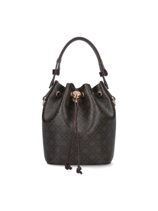 26SS 토리버치 T 모노그램 코티드 캔버스 버킷백 164889200 Brown