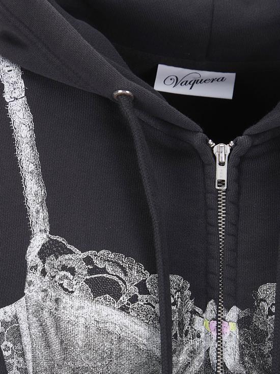 26SS 바퀘라 후드 티셔츠 VAQ11T034 1 WASHED BLACK - VAQUERA