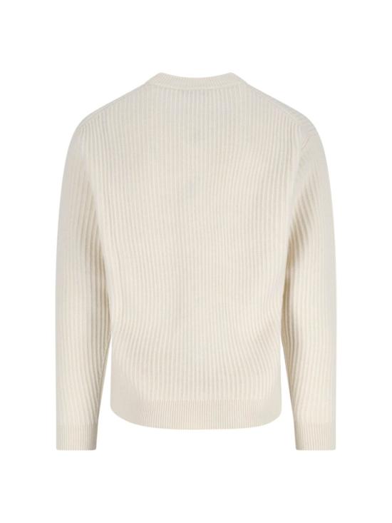 25FW 메종키츠네 폭스 헤드 울 립드 스웨터 PM00811KT1149P700 White - MAISON KITSUNE