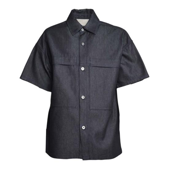 26SS 질샌더 반팔 셔츠 J47DL0182J46664 010 Denim scuro