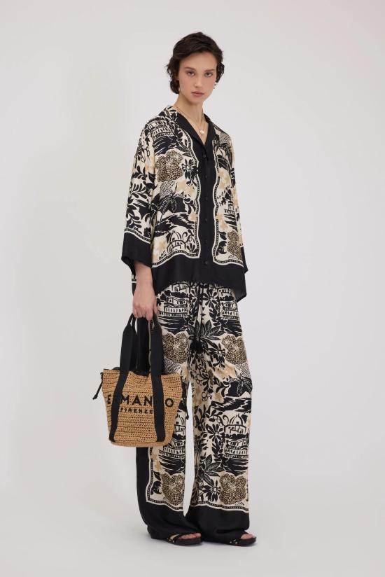 26SS 에르마노 피렌제 팔라초 팬츠 D48EP081EC8 MFB61 Mandorla ecru nero - ERMANNO FIRENZE