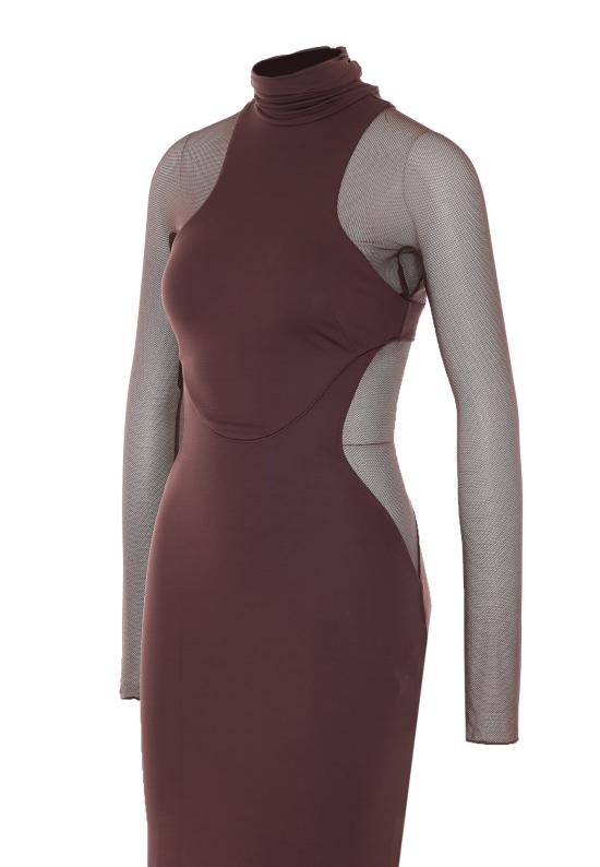 26SS 엘리자베타프랜치 미디 원피스 ABR2263E2 644 Brown - ELISABETTA FRANCHI