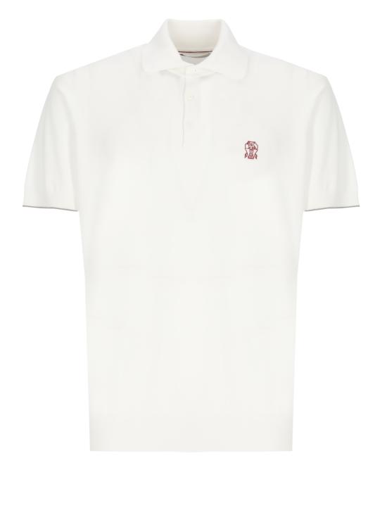 26SS 브루넬로 쿠치넬리 로고 경량 코튼 니트 폴로 셔츠 M29800195 CON63 White