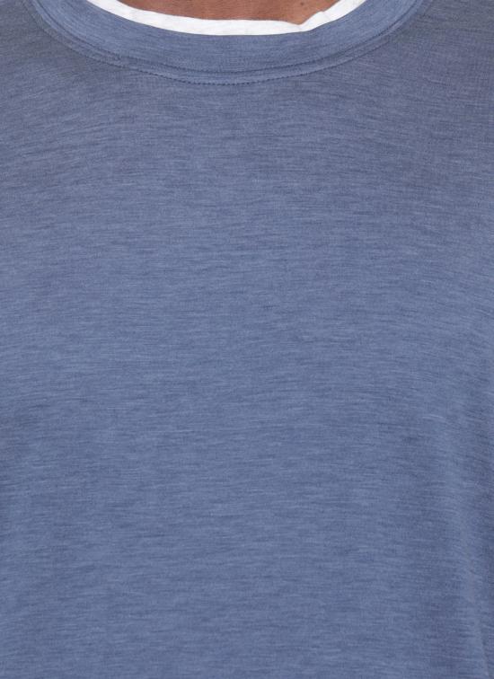 26SS 브루넬로 쿠치넬리 페이크 레이어링 티셔츠 MR8337427 CTA27 Blue - BRUNELLO CUCINELLI
