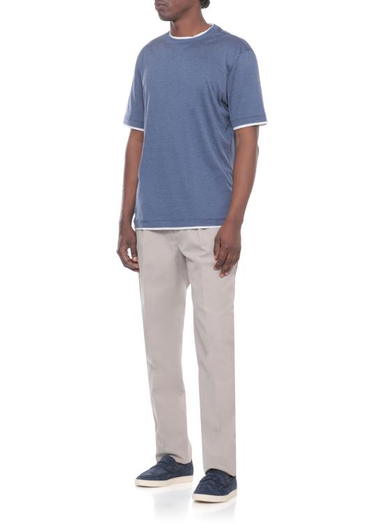 26SS 브루넬로 쿠치넬리 페이크 레이어링 티셔츠 MR8337427 CTA27 Blue - BRUNELLO CUCINELLI