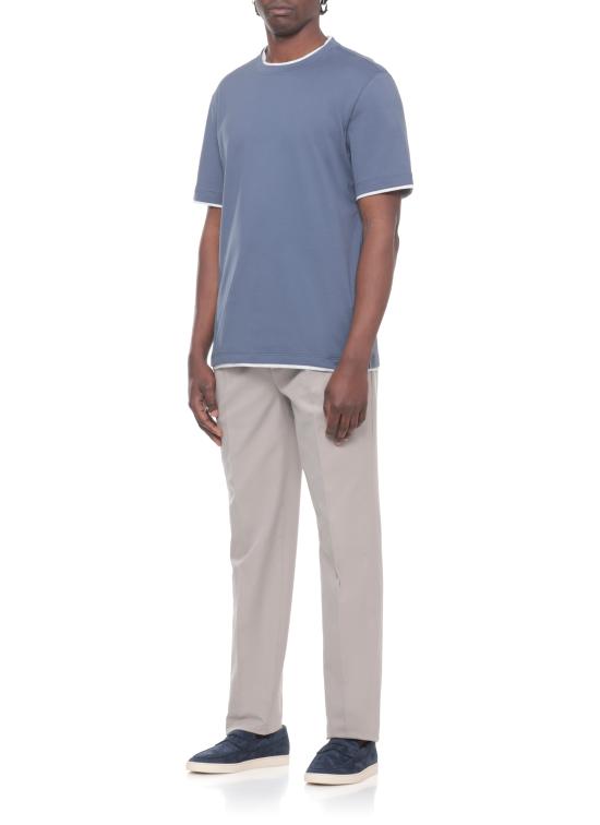 26SS 브루넬로 쿠치넬리 자수 로고 티셔츠 M0B137427 CBL48 Blue - BRUNELLO CUCINELLI