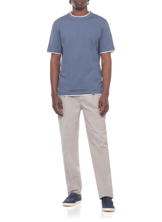 26SS 브루넬로 쿠치넬리 자수 로고 티셔츠 M0B137427 CBL48 Blue - BRUNELLO CUCINELLI