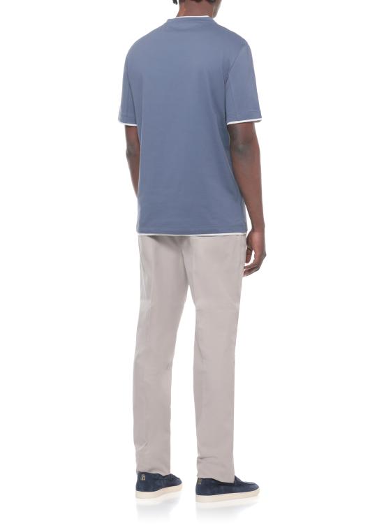 26SS 브루넬로 쿠치넬리 자수 로고 티셔츠 M0B137427 CBL48 Blue - BRUNELLO CUCINELLI