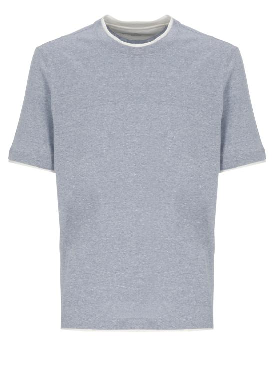 26SS 브루넬로 쿠치넬리 반팔 티셔츠 MW8357427 CGE03 Light Blue