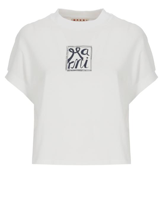 26SS 마르니 반팔 티셔츠 THJE0384P0 USCY88LOW01 White