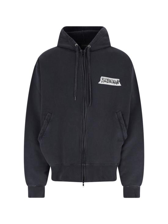 26SS 발렌시아가 마스킹 테이프 오버사이즈 집업 후디 850338 TTVL7 1041 Black