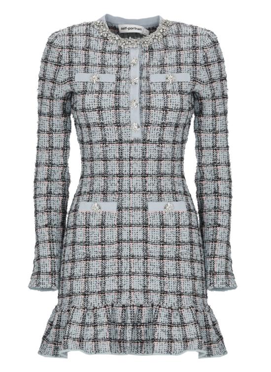 26SS 셀프 포트레이트 미디 원피스 SS26187SBL BLUE CHECK KNITBLUE Blue