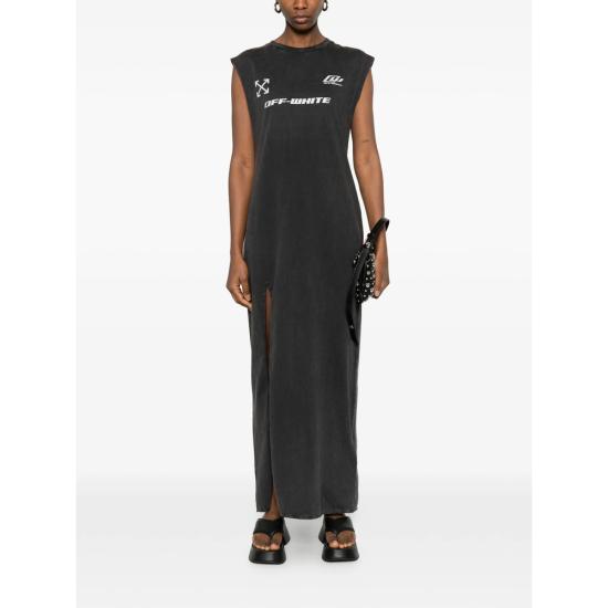 26SS 오프화이트 미디 원피스 2DH00BS26JE R001 W027 BLACK - OFF WHITE