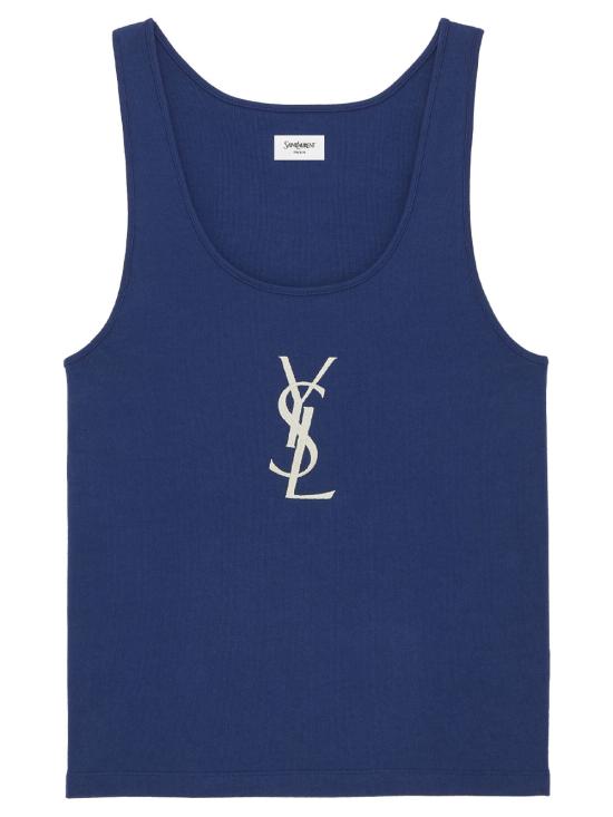 26SS 생로랑 민소매 티셔츠 858319 Y38AK 4069 BLEU COBALT