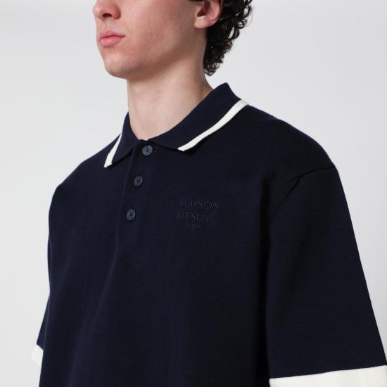 26SS 메종키츠네 코튼 니트 컴포트 폴로셔츠 QM00208KT1135 Blue - MAISON KITSUNE
