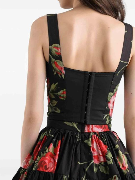 26SS 돌체앤가바나 로즈 부케 프린트 코튼 뷔스티에 탑 F7BB1THS5UTHN5ZN Multicolour - DOLCE & GABBANA