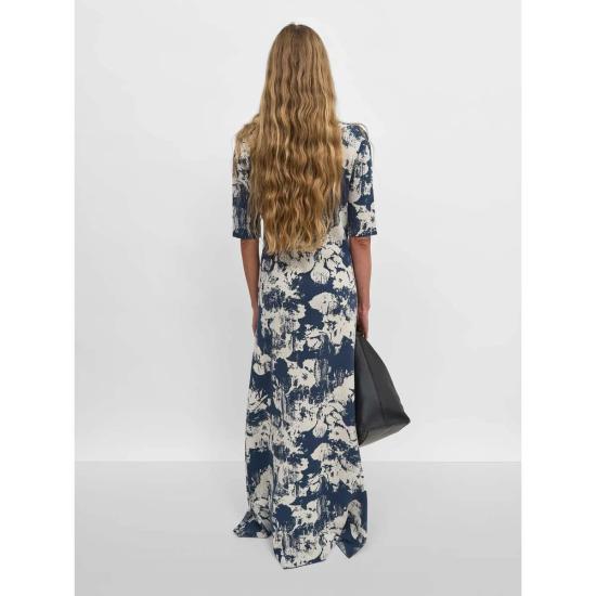  로데브예 롱 원피스 로데비에르 클로버 데님 플라워 드레스 네이비/샌드 - RODEBJER