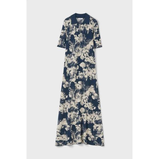  로데브예 롱 원피스 로데비에르 클로버 데님 플라워 드레스 네이비/샌드