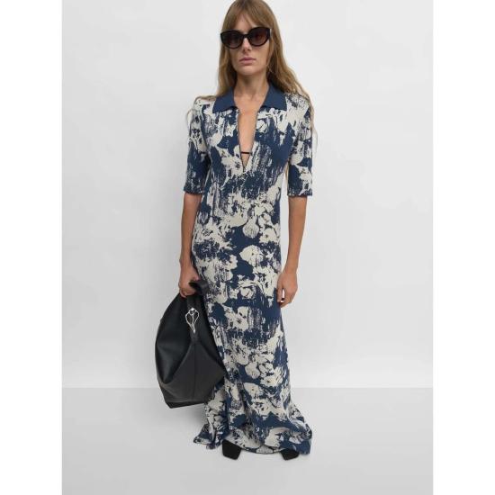  로데브예 롱 원피스 로데비에르 클로버 데님 플라워 드레스 네이비/샌드 - RODEBJER