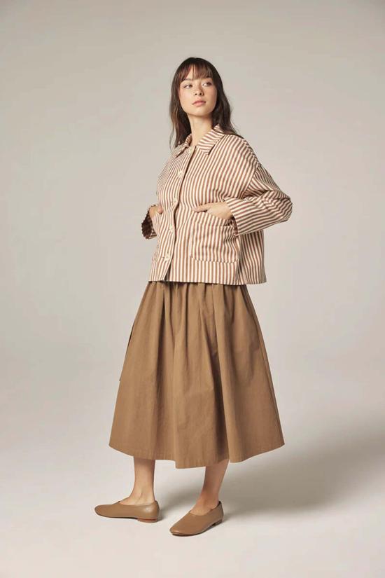  아멘테 자켓 스트라이프 재킷 브라운 - AMENTE