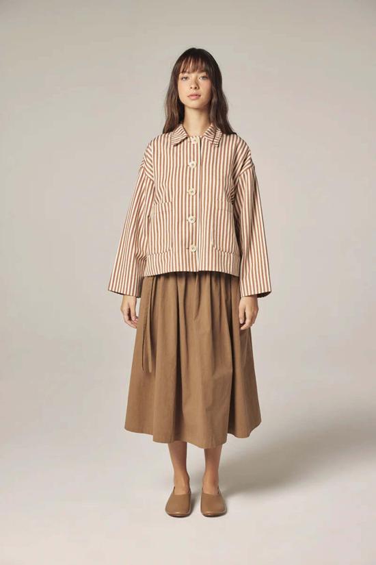  아멘테 자켓 스트라이프 재킷 브라운 - AMENTE