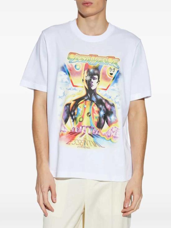 26SS 카사블랑카 반팔 티셔츠 MSP26JTS05601 BRIGHT WHITE COTTON PIQUE - CASABLANCA