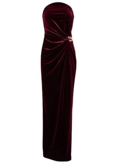 25FW 셀프 포트레이트 롱 원피스 AW25 128X BUBURGUNDY Bordeaux