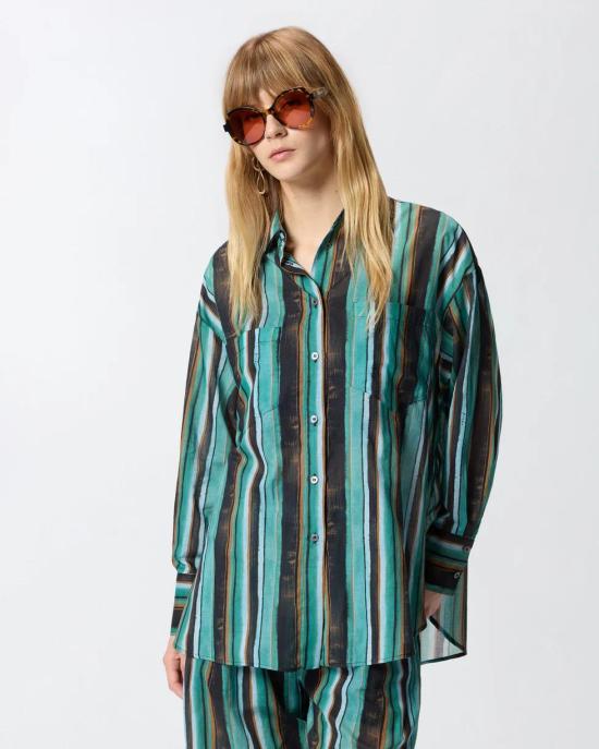 26SS 핑코 셔츠 106990A3CH SD3 Mult verde nero - PINKO