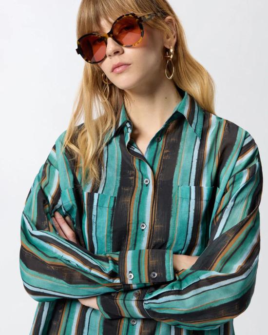 26SS 핑코 셔츠 106990A3CH SD3 Mult verde nero - PINKO