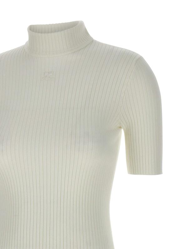  쿠레쥬 리에디션 니트 탑 숏슬리브 PERMPU026FI0001 HERWHITE White - COURREGES