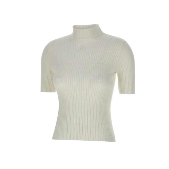  쿠레쥬 리에디션 니트 탑 숏슬리브 PERMPU026FI0001 HERWHITE White - COURREGES