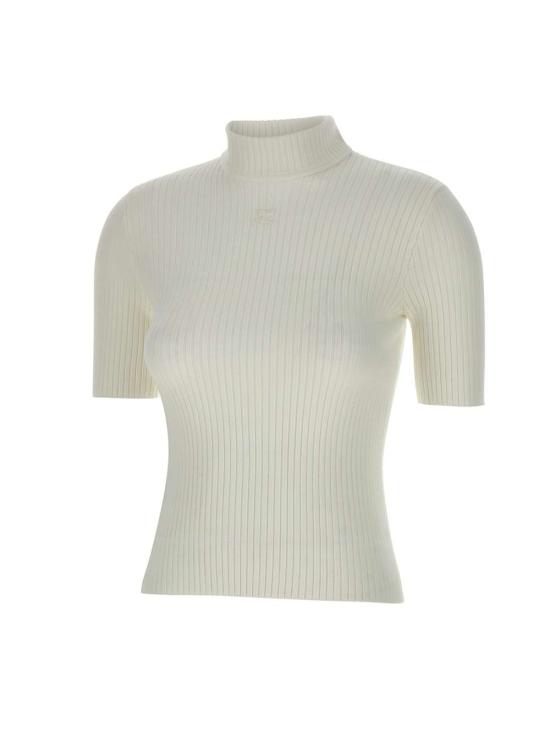  쿠레쥬 리에디션 니트 탑 숏슬리브 PERMPU026FI0001 HERWHITE White - COURREGES