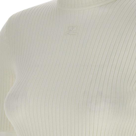  쿠레쥬 리에디션 니트 탑 숏슬리브 PERMPU026FI0001 HERWHITE White - COURREGES