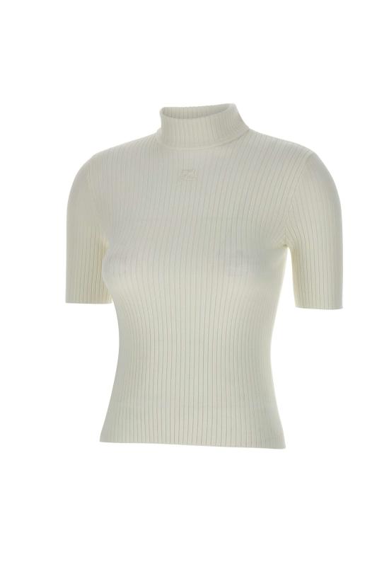  쿠레쥬 리에디션 니트 탑 숏슬리브 PERMPU026FI0001 HERWHITE White