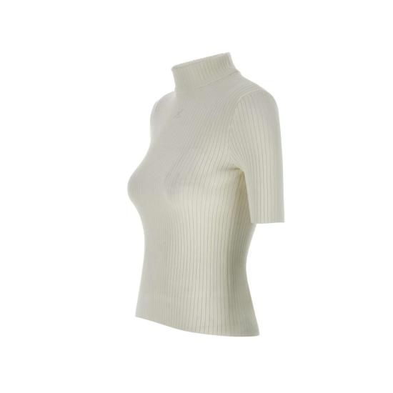  쿠레쥬 리에디션 니트 탑 숏슬리브 PERMPU026FI0001 HERWHITE White - COURREGES