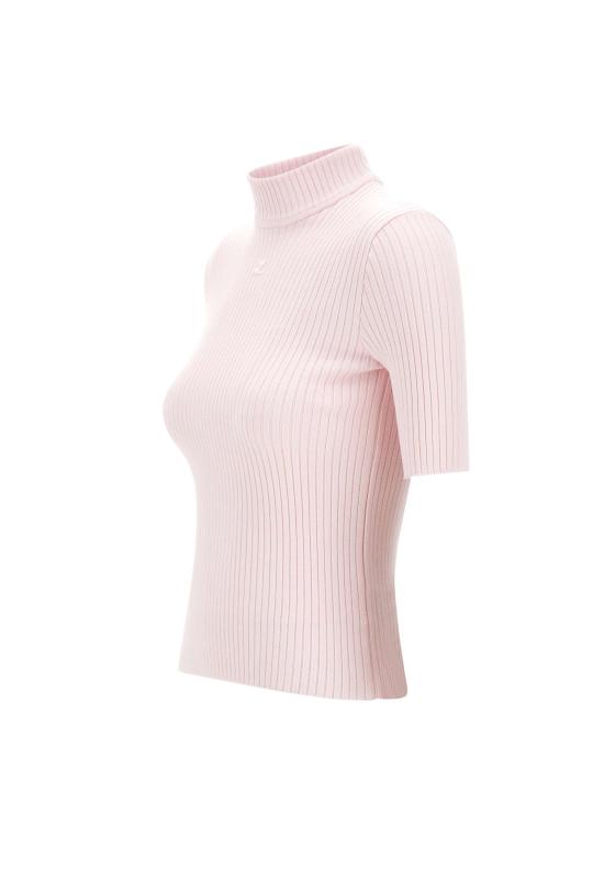 26SS 쿠레쥬 리에디션 니트 탑 숏슬리브 PERMPU026FI0001 PINK Pink - COURREGES
