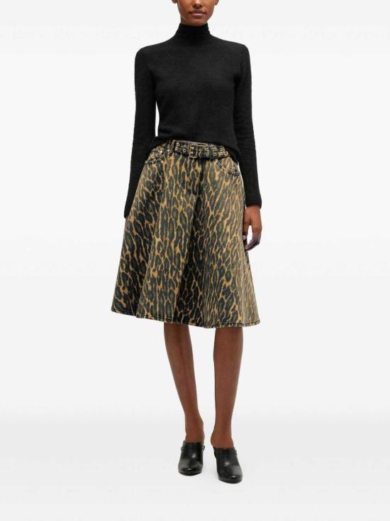 26SS 가니 레오파드 데님 랩 스커트 A1090089894 Light Brown - GANNI