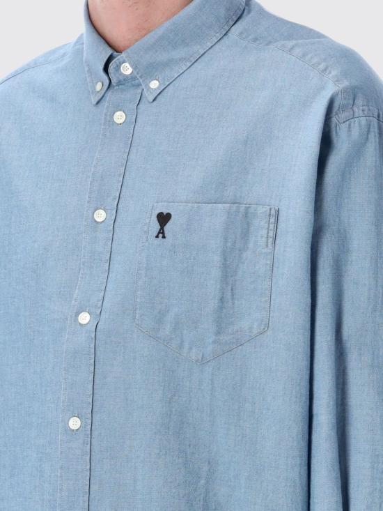26SS 아미 긴팔 셔츠 HSH822CO0221 484 Blue - AMI