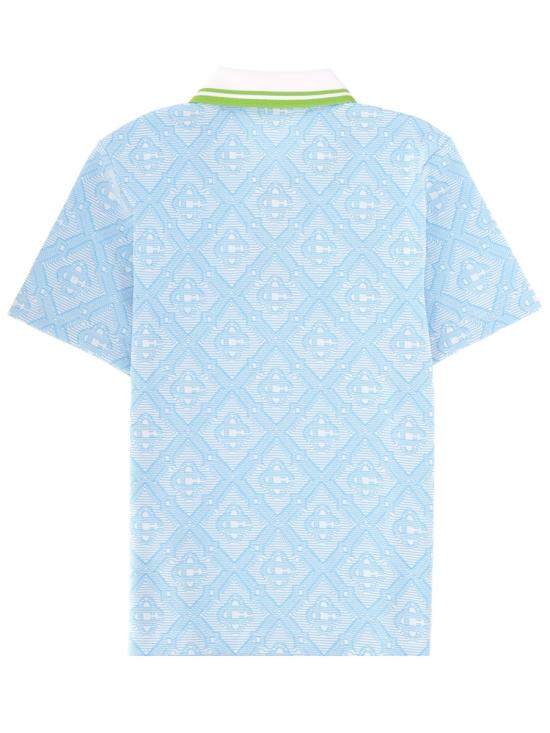 26SS 카사블랑카 폴로 티셔츠 M SP26 JTP 466 01PALEBLUE WHITE - CASABLANCA