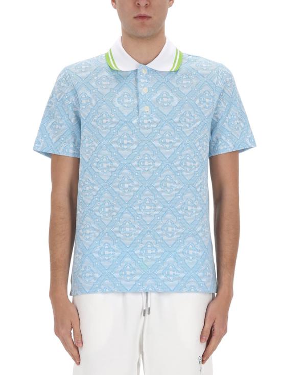 26SS 카사블랑카 폴로 티셔츠 M SP26 JTP 466 01PALEBLUE WHITE - CASABLANCA