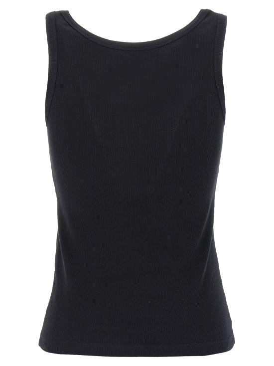 26SS 베르사체 로고 패피 리브드 스트레치 코튼 탱크탑 1023210 1A172221B000 BLACK - VERSACE