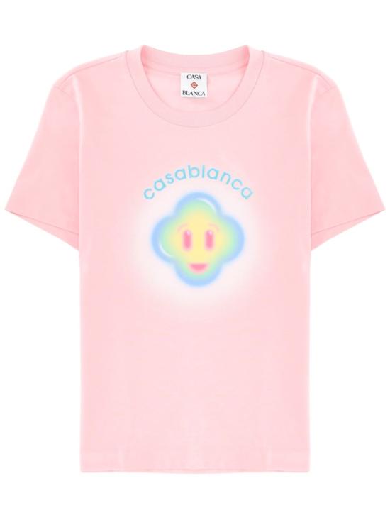 26SS 카사블랑카 반팔 티셔츠 W SP26 JTS 020 01AIRBRUSHSMILEY PINK