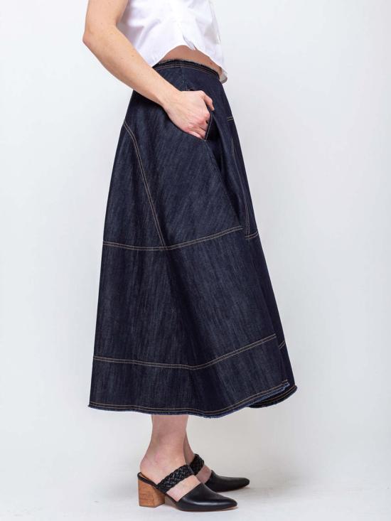  텔라 데님 스커트 라임 - TELA