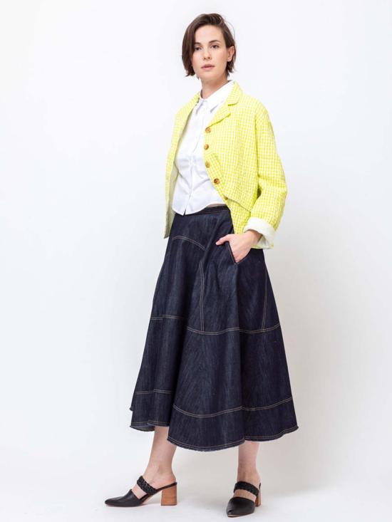  텔라 데님 스커트 라임 - TELA