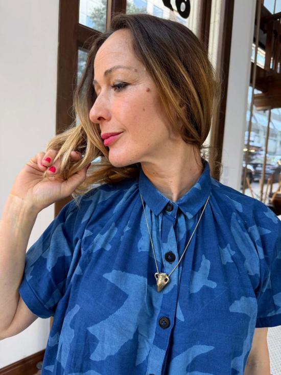  해피 프렌치 갱 롱 원피스 엘리스 인디고 프린트 리베르 바이 옴브르 클레어 드레스 - HAPPY FRENCH GANG