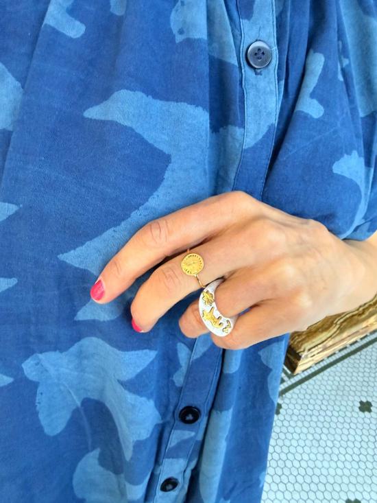  해피 프렌치 갱 롱 원피스 엘리스 인디고 프린트 리베르 바이 옴브르 클레어 드레스 - HAPPY FRENCH GANG