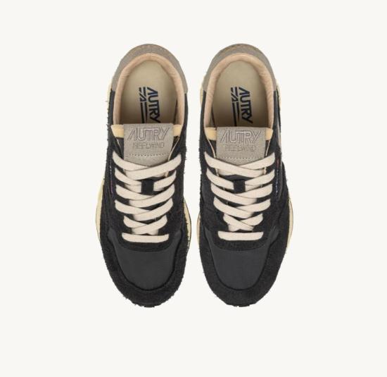 26SS 오트리 릴윈드 로우 나일론 스웨이드 스니커즈 WWLMNC 05 NYLON CRACK WHT BLACK - AUTRY