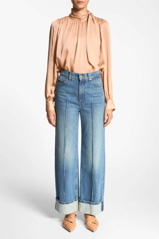  울라 존슨 데님 팬츠 제네비브 하이라이즈 와이드 레그 진 - ULLA JOHNSON